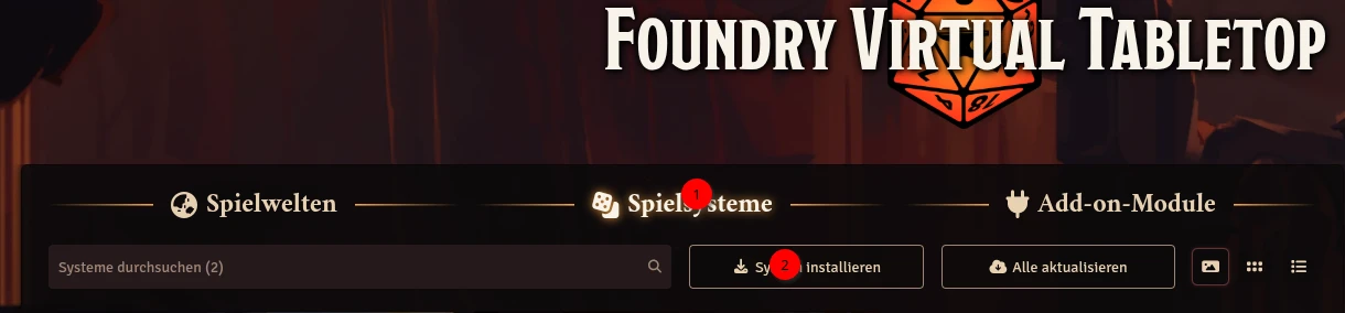 Spielsystem auswählen